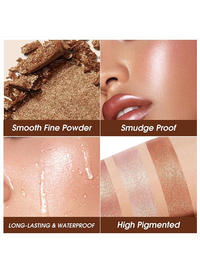 LANGMANNI Summer Highlight Waterproof 5 Color Highlighter Powder Palette, Facial Makeup Palette with Bronzers, Radiant, Long Lasting Glow and Silky Smooth Finish, Brilliant  and Lighten Skin Color - Image 4