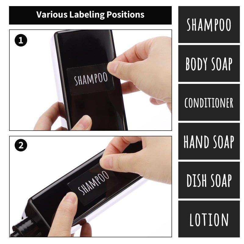 Segbeauty موزع دش سيج بيوتي القابل لإعادة التعبئة، 3 قطع سعة 16.9 أونصة 500 مل زجاجات مضخة ضغط مع ملصقات، حاويات دش بلاستيكية فارغة قابلة لإعادة الاستخدام لصابون الجسم والشامبو والبلسم واللوشن باللون الأسود - Image 2