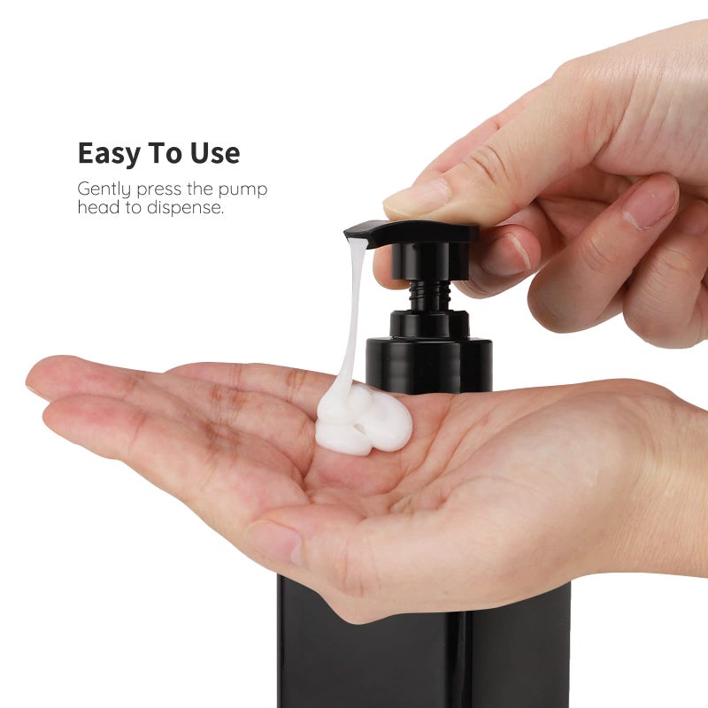 Segbeauty موزع دش سيج بيوتي القابل لإعادة التعبئة، 3 قطع سعة 16.9 أونصة 500 مل زجاجات مضخة ضغط مع ملصقات، حاويات دش بلاستيكية فارغة قابلة لإعادة الاستخدام لصابون الجسم والشامبو والبلسم واللوشن باللون الأسود - Image 4