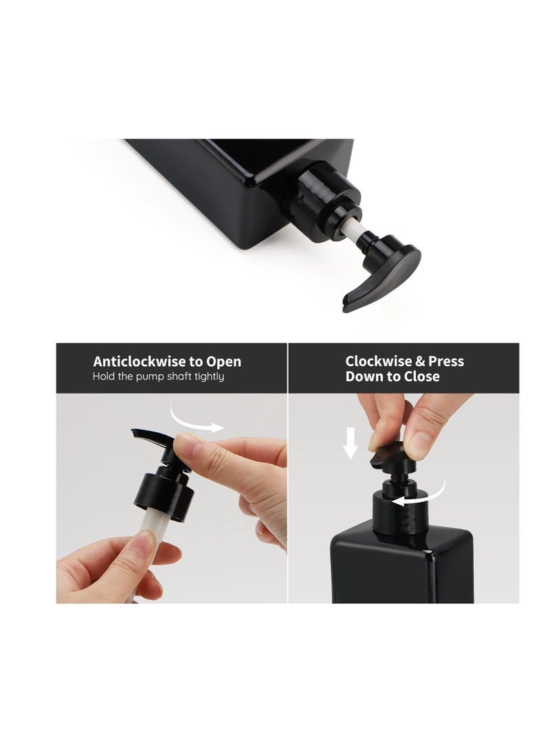 Segbeauty Segbeauty Shower Refillable Dispenser, 3pcs 16.9oz 500ml Pump Press Bottles with Labels, Empty Reusable Plastic Soap Dispenser Bathroom Shower Containers for Body Wash Shampoo Conditioner Lotion Black  - Image 2