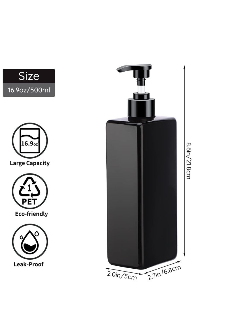 Segbeauty Segbeauty Shower Refillable Dispenser, 3pcs 16.9oz 500ml Pump Press Bottles with Labels, Empty Reusable Plastic Soap Dispenser Bathroom Shower Containers for Body Wash Shampoo Conditioner Lotion Black  - Image 4