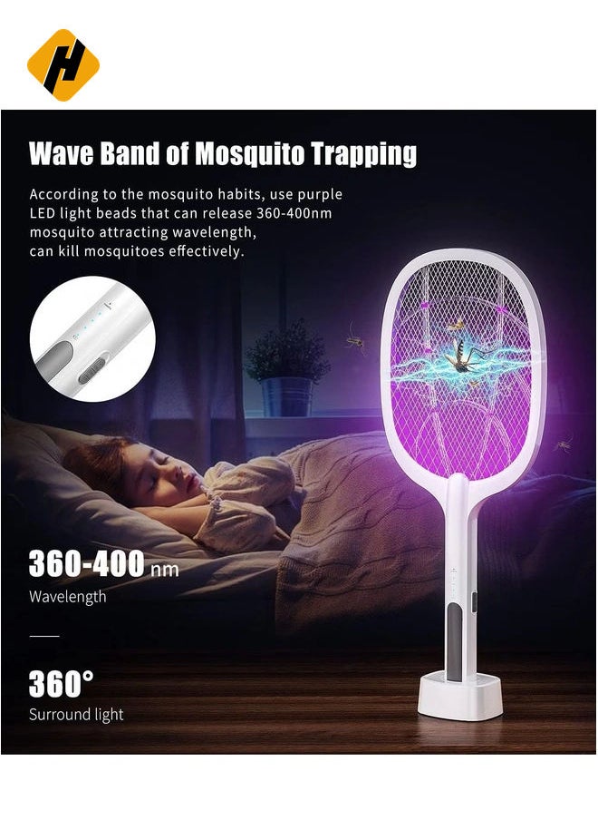 HuHa Earth Rated Mosquito Bats Racket Killer Five Nights Mosquito Killer Racket Rechargeable Handheld Electric Fly Swatter Mosquito Killer 15 Lavender (Multi)  - Image 2