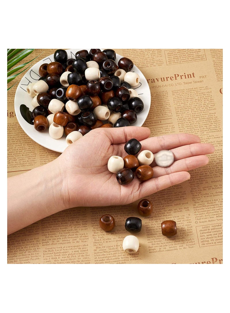 SYOSI Wood Bead 400 Pcs Large Hole Loose Beads 4 Colors Natural Wooden Dreadlock Hair Braid for Macrame Rosary Bracelet Jewelry Craft Making - Image 5