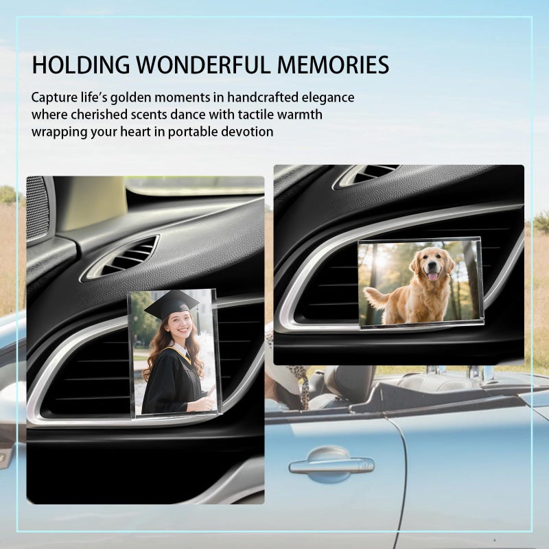 ORIESSE Car Photo Frame Air Freshener Vent Clip,Car Dashboard Accessories for Women,Customizable Pictures and Fragrance Vent Clip - Image 2