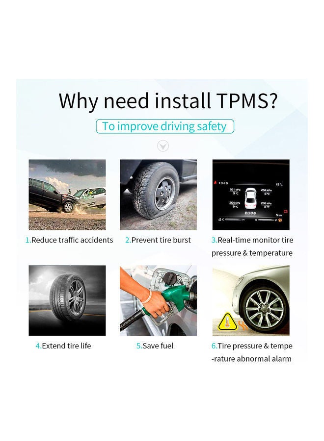 NIBEMINENT Car Tire Pressure Digital Solar Energy Monitoring System With External Sensors  - Image 3