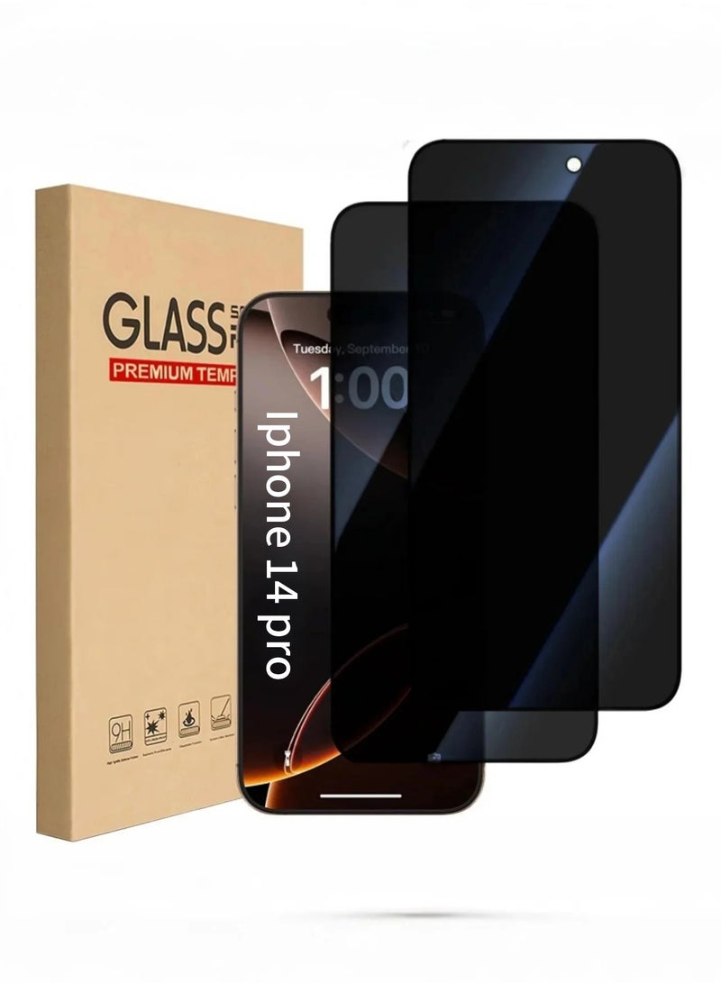 [2-Pack] Privacy Screen Protector for iPhone 14Pro (6.1inch),Edge to Edge Protection Full Cover Private Anti-Spy Case-Friendly Curved  - Image 1