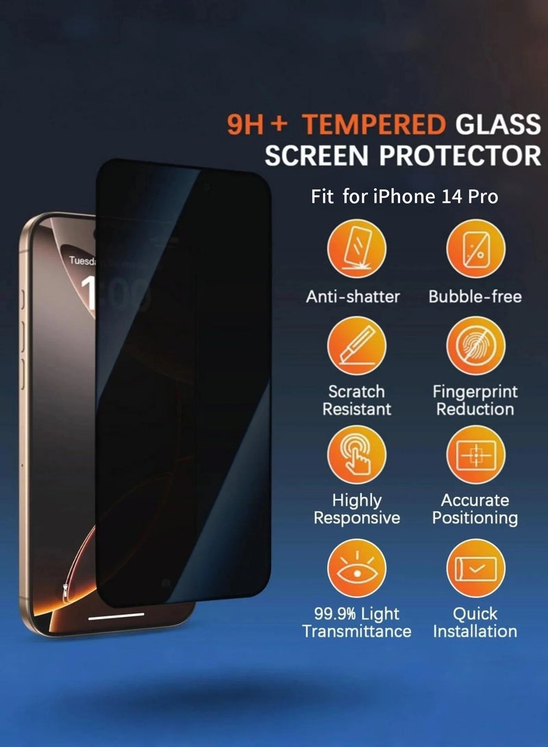 [2-Pack] Privacy Screen Protector for iPhone 14Pro (6.1inch),Edge to Edge Protection Full Cover Private Anti-Spy Case-Friendly Curved  - Image 2