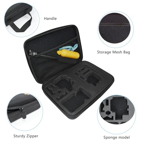 TEKCAM Large Camera Carrying Case Compatible with Gopro Hero 13 12 11 10 9 8 7/AKASO EK7000 Brave 4 Brave 7 V50X/DJI Action 5 Pro/ODDV/Xilecam/Jadfezy/SJCAM/APEXCAM/Vemont Action Cam, Travel Camera Case - Image 4