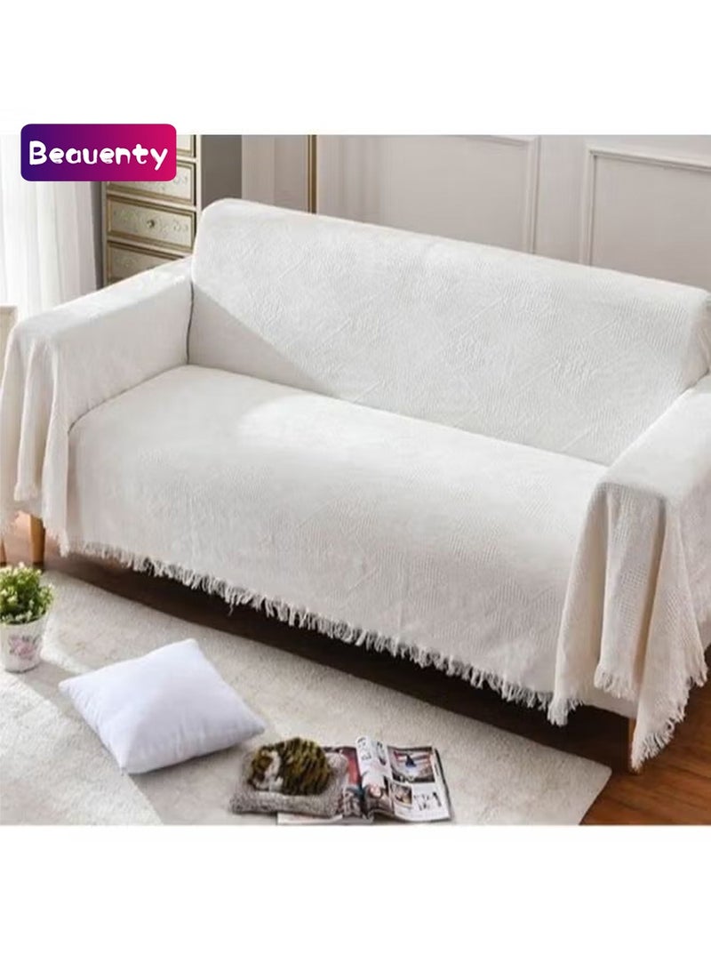 Beauenty Pastoral Style Sofa Slipcover White 130 x 180cm - Image 1