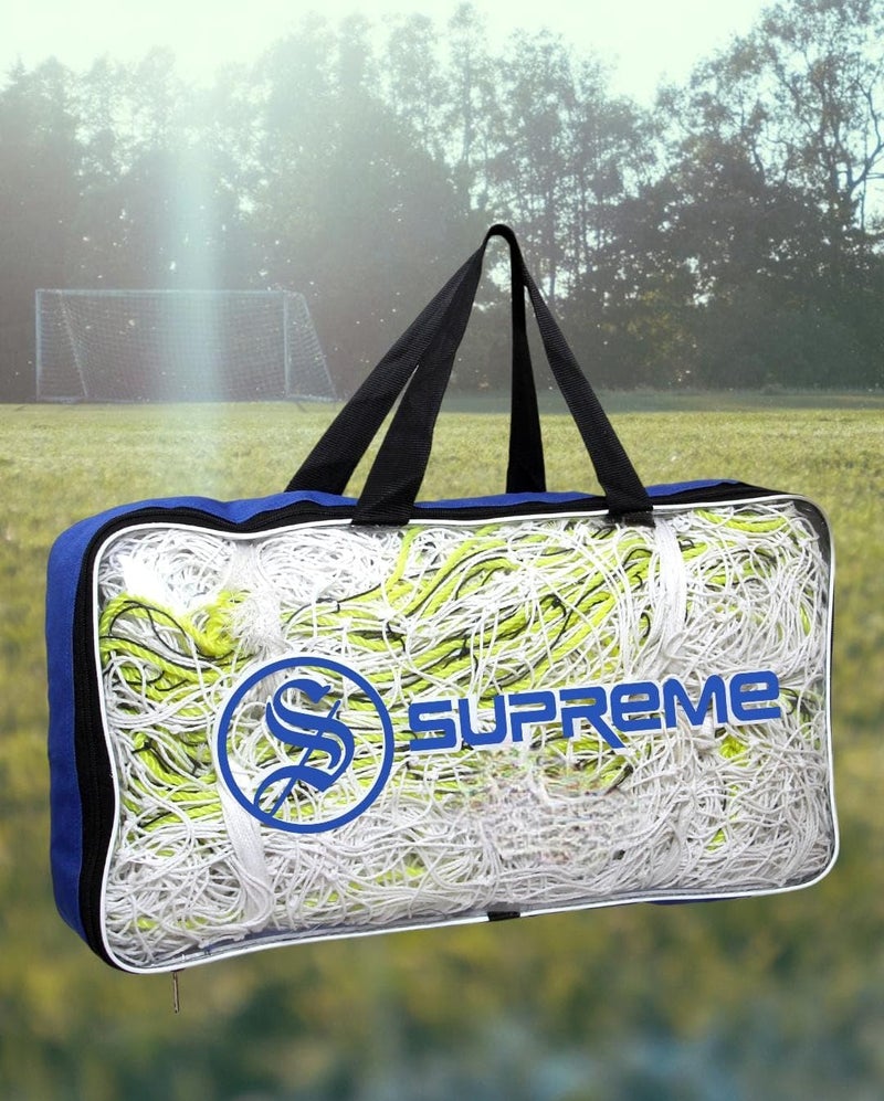 SUPREME شبكة كرة القدم نايلون_2XP(ثقيلة) معالجة بالأشعة فوق البنفسجية (عبوة من 1 زوج) شبكة كرة القدم (بيضاء) - Image 1