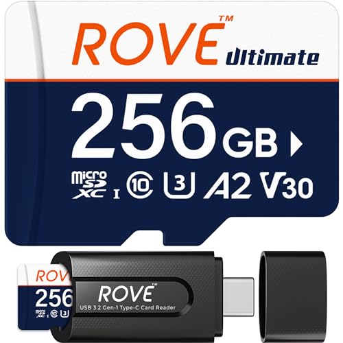 ROVE Ultimate Micro SD Card microSDXC 256GB Memory Card with USB 32 Type C Card Reader 170MBs C10 U3 V30 4K A2 for Dash Cam Android Smart Phones Tablets Games - Image 1