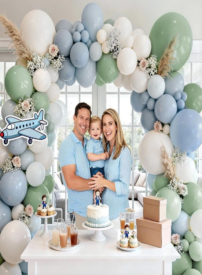 Winrayk 155Pcs Dusty Blue Sage Green Balloon Garland Arch Kit, Macaron Blue Moonlight Green Twilight White Balloons, Baby Shower Bridal Shower Wedding Anniversary Valentines Birthday Party Decorations - Image 5