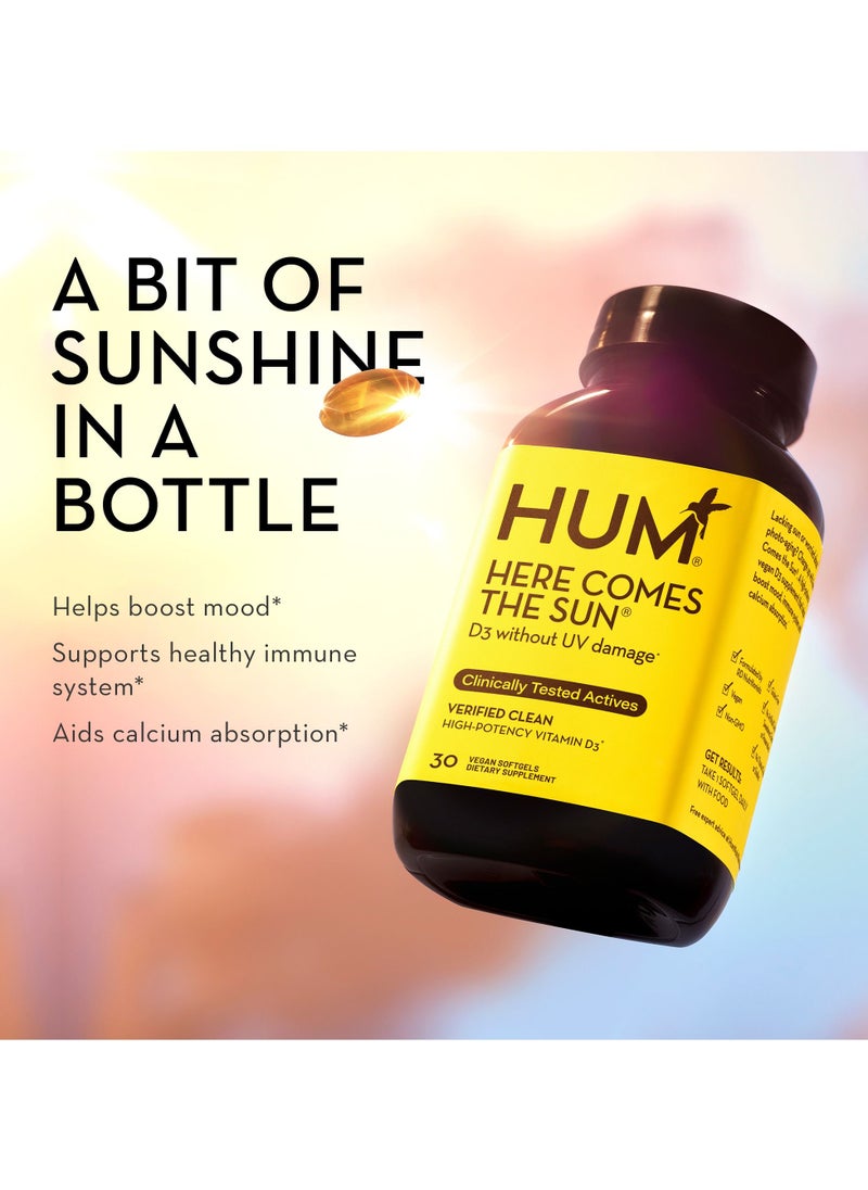 HUM - Here Comes The Sun D3 Without Uv Damage With High Potency Vitamin D3- 30 Vegan Softgels - Image 1