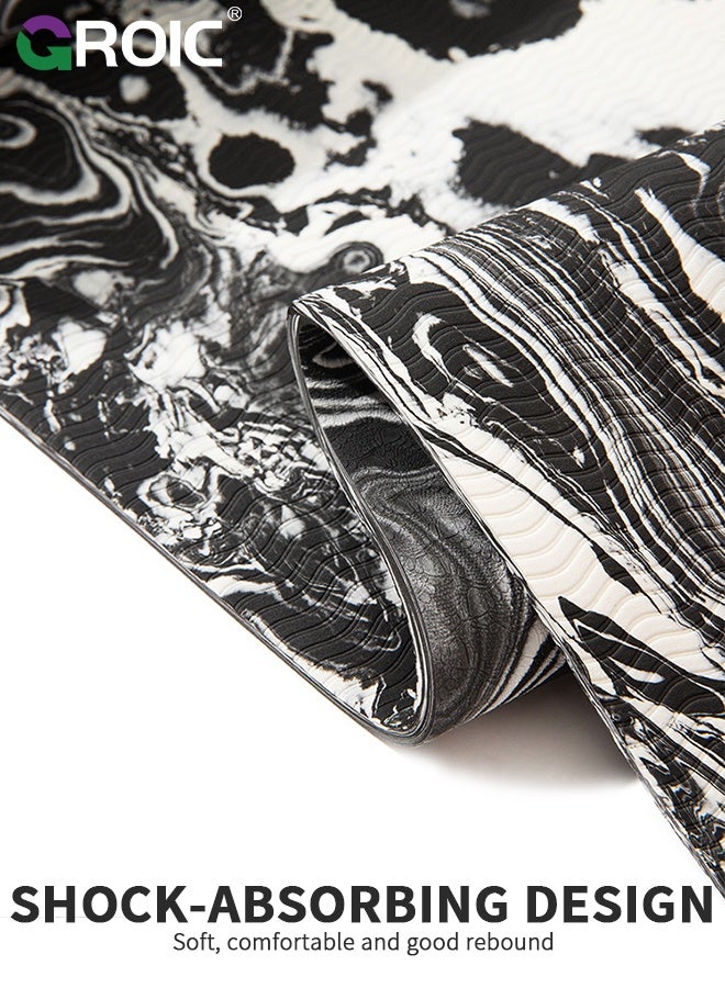 GROIC Camo TPE Yoga Mat, 72''x24'' Yoga Mats for Men & Women, Thick Non Slip Exercise Mat for Yoga, Pilates, Stretching, Floor, Fitness Workouts, Home (Black and White) - Image 4