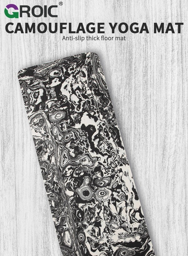 GROIC Camo TPE Yoga Mat, 72''x24'' Yoga Mats for Men & Women, Thick Non Slip Exercise Mat for Yoga, Pilates, Stretching, Floor, Fitness Workouts, Home (Black and White) - Image 2