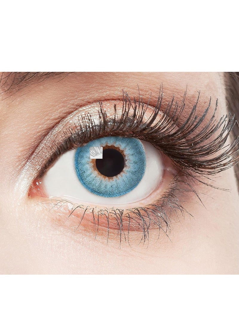 عدسات لاصقة تجميلية للجنسين، عدسات ملونة دائرية كبيرة، عدسات شفافة للعين لمدة 6 أشهر، مع حافظات، بدون تصحيح، عبوة من قطعتين، أزرق