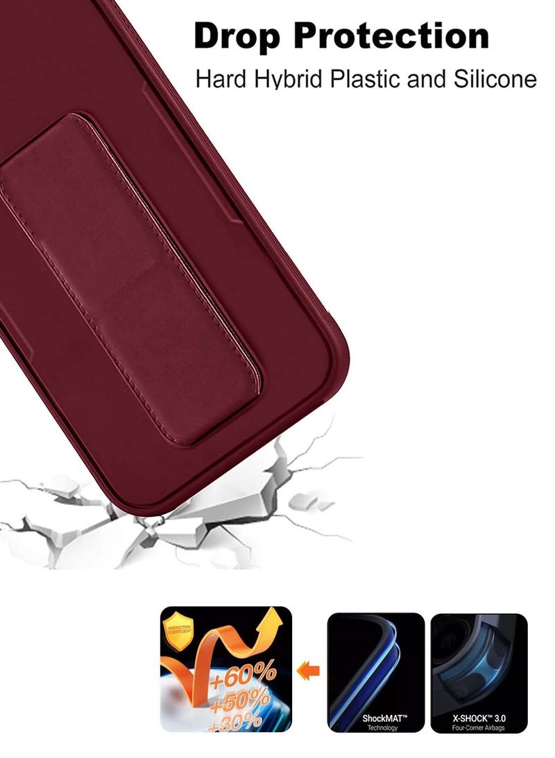 Wtech Honor 200 Pro 5G 2024 Hand Grip Foldable Magnetic Kickstand Wrist Strap Finger Grip With Built-In Iron Modern Camera Lips Case Cover - Maroon - Image 4