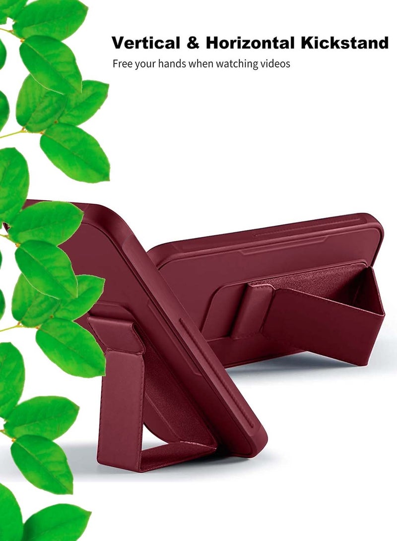 Wtech Honor 200 Pro 5G 2024 Hand Grip Foldable Magnetic Kickstand Wrist Strap Finger Grip With Built-In Iron Modern Camera Lips Case Cover - Maroon - Image 5