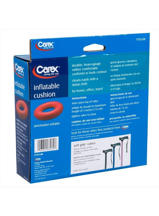 careX Inflatable Donut Cushion - For Tailbone Pain, Hemorrhoids, Sciatica - Relief Cushion For Office Chair, Car, Seats, Travel, Wheelchair  - Image 4