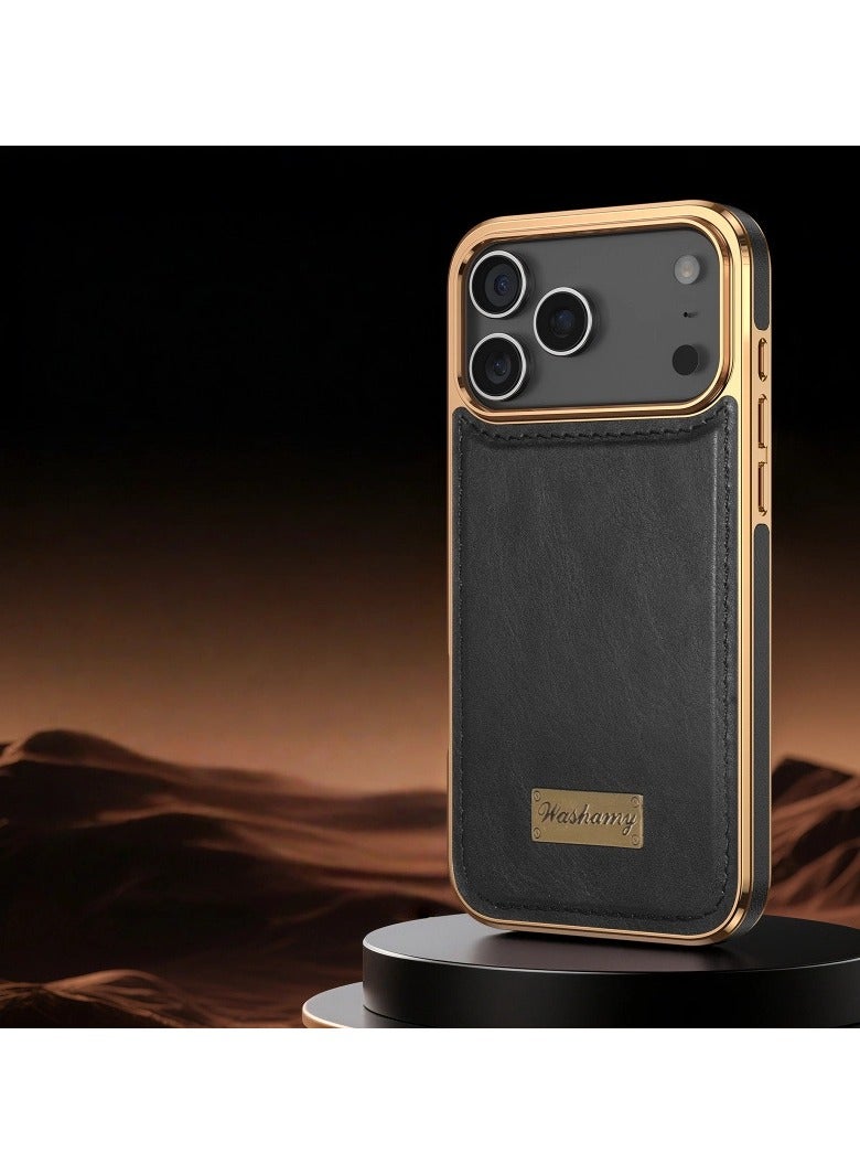 غطاء متوافق مع iPhone 17 Pro Max - غطاء جلد حصان مجنون مكسو بالشمع الكهربائي، حماية كاملة للعدسة ومقاوم للسقوط، ملمس كلاسيكي