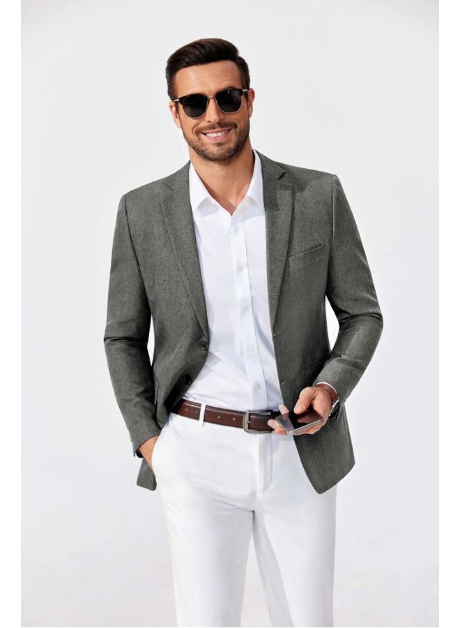 COOFANDY Men's Sport Coats Casual Two Buttons Blazer Slim Fit Lightweight Suit Jacket, Gray, M - Image 2