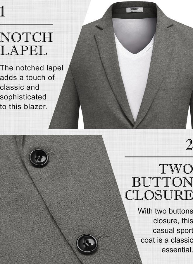 COOFANDY Men's Sport Coats Casual Two Buttons Blazer Slim Fit Lightweight Suit Jacket, Gray, M - Image 4