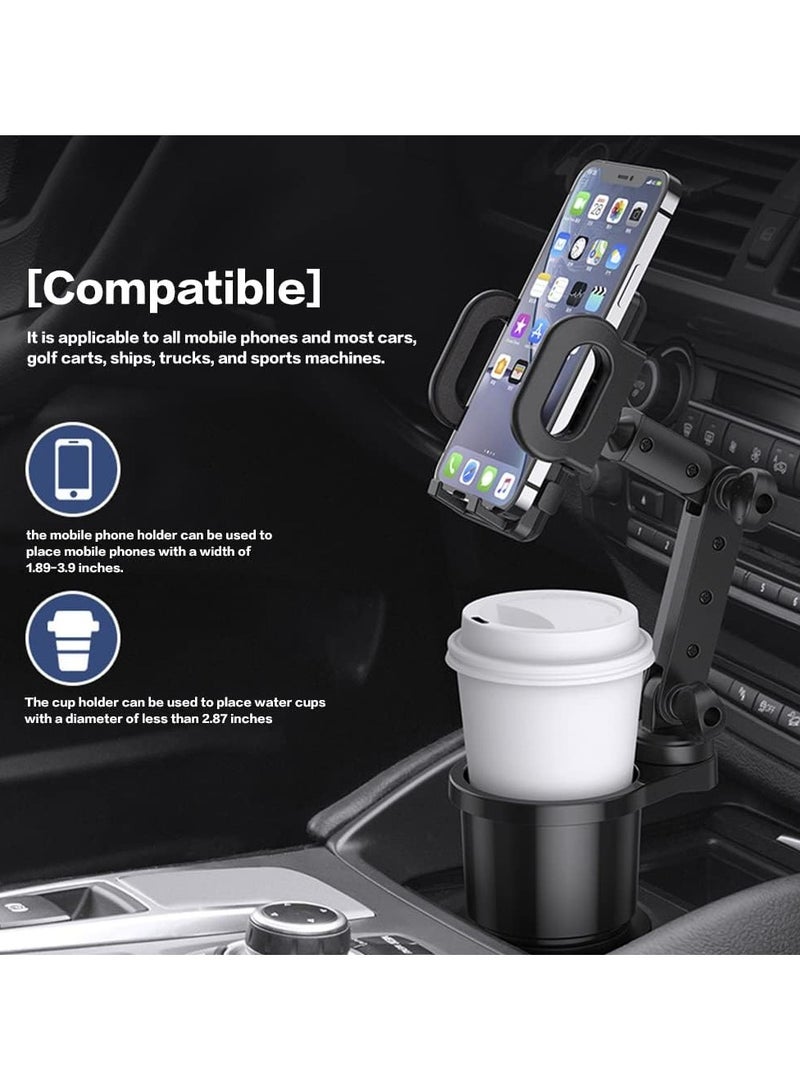 GUDOO حامل أكواب للسيارة، حامل هاتف محمول عالمي للسيارة مع حامل أكواب قابل للتوسيع للمشروبات، حامل أكواب متعدد الوظائف للسيارة 2 في 1 مع حامل هاتف قابل للدوران 360 درجة - Image 3