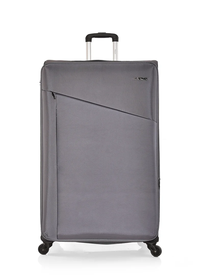 تراك طقم حقائب سفر 4 قطع ماركة تراك قماش مقاس 32/28/24/20 بوصة بأربع عجلات دوارة، رمادي.