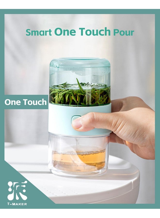 Zens ZENS Travel Tea Set,Tritan Portable Teapot Infuser Set for Loose Leaf Tea,Teapot and 200ml Double Walled Teacup for One with Travel Case (Light Green)  - Image 2