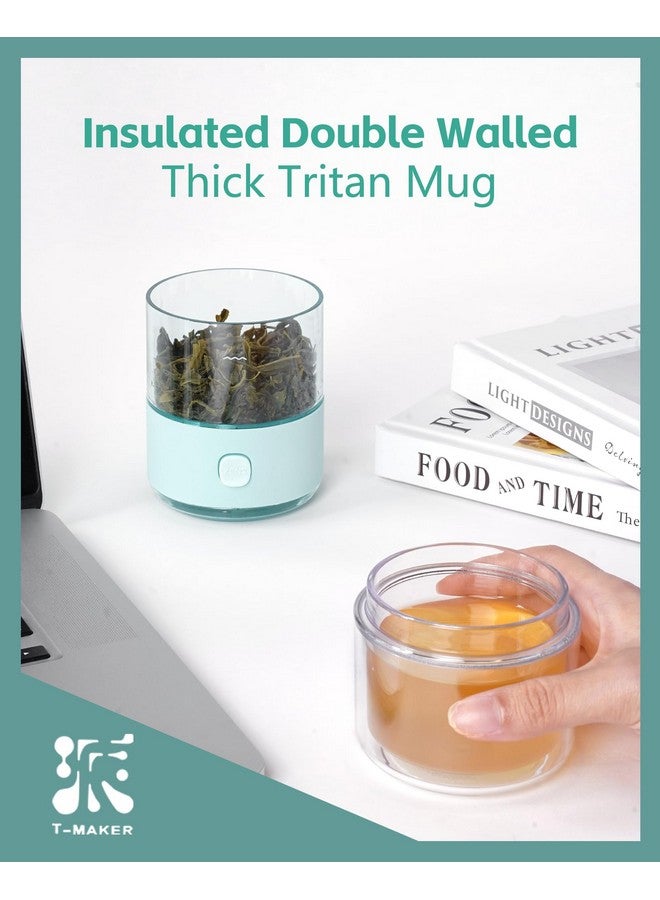 Zens ZENS Travel Tea Set,Tritan Portable Teapot Infuser Set for Loose Leaf Tea,Teapot and 200ml Double Walled Teacup for One with Travel Case (Light Green)  - Image 5