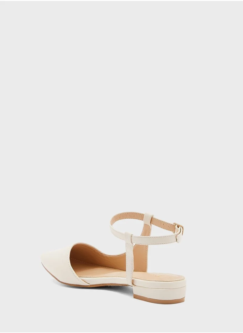 ELLA Curved Ankle Strap Pointed Flat Shoe