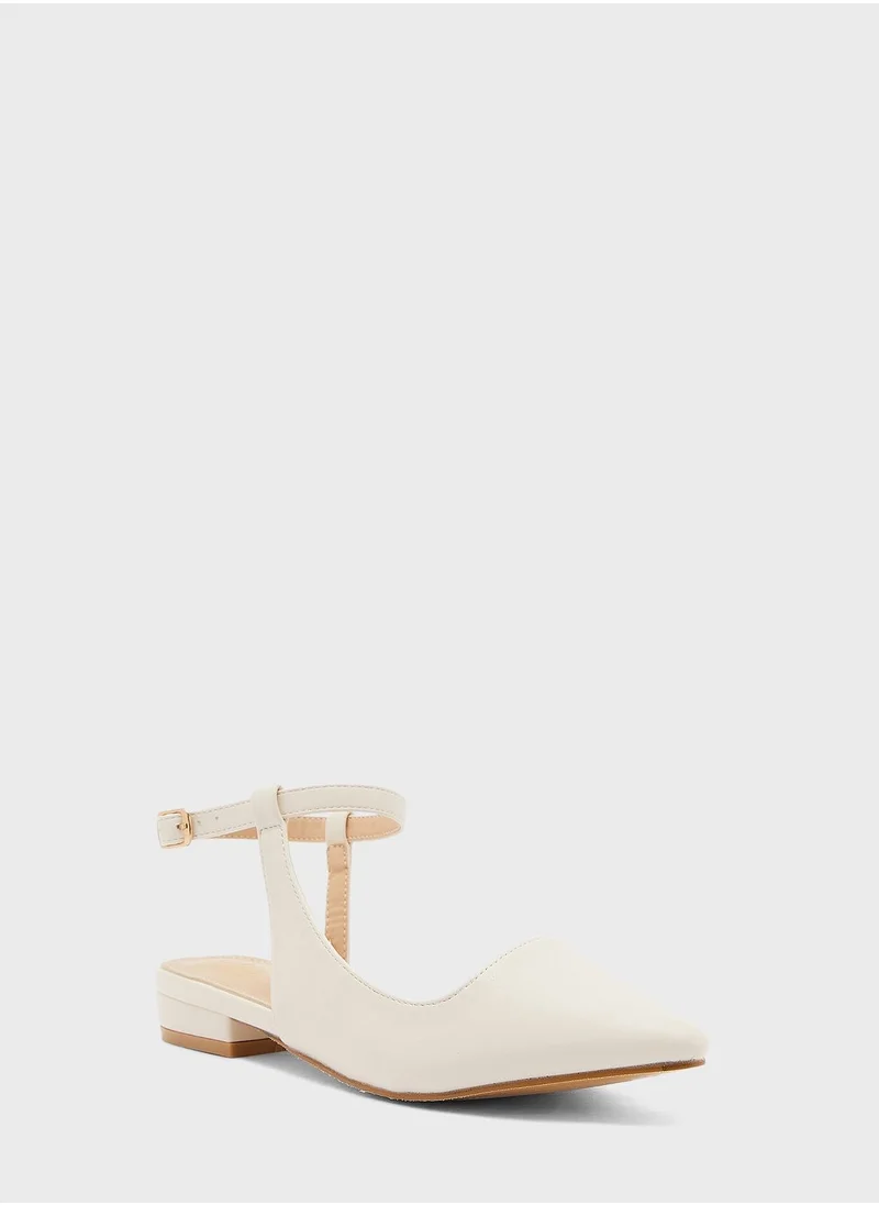 ELLA Curved Ankle Strap Pointed Flat Shoe