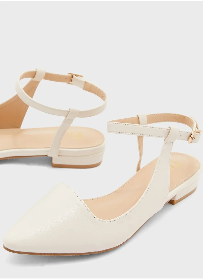 ELLA Curved Ankle Strap Pointed Flat Shoe