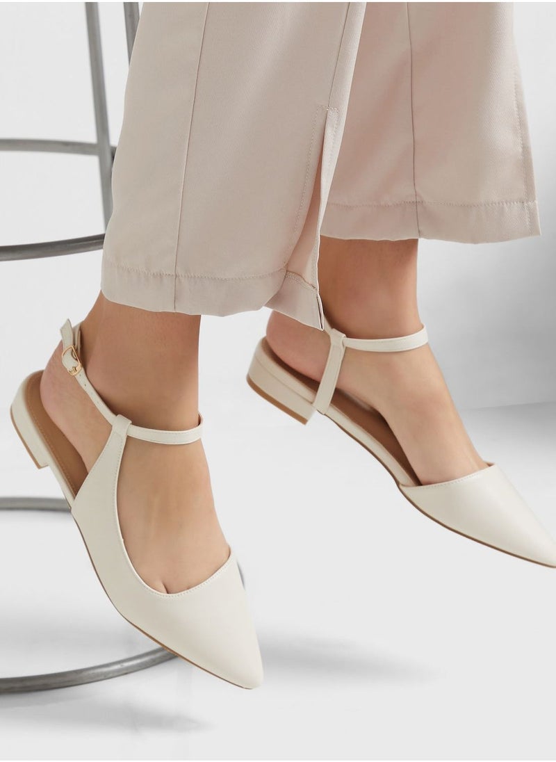 ELLA - Curved Ankle Strap Pointed Flat Shoe - Image 1