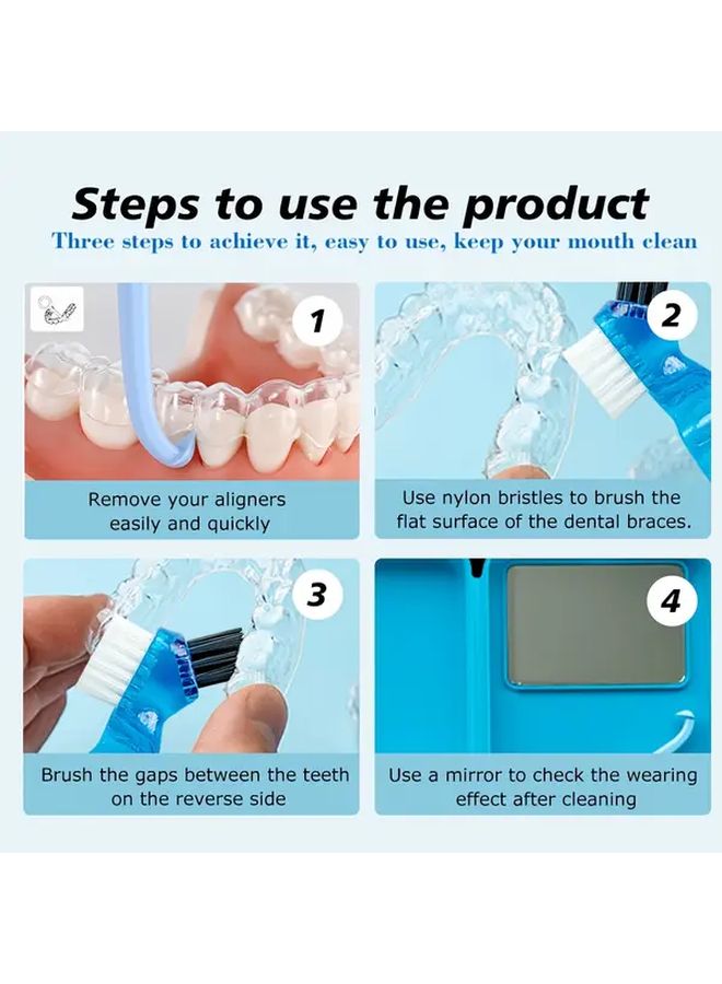 6pcs Invisible Braces Care Tools Portable Set Dual Purpose Cleaning Toothbrush Organizer For Convenient Travel - Image 2