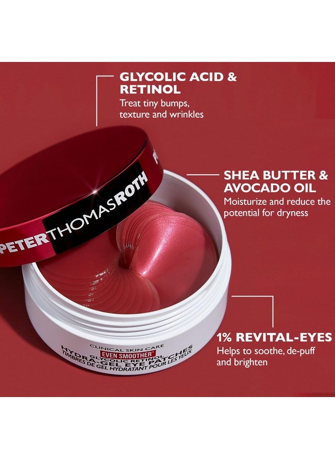 PETER THOMAS ROTH - Peter Thomas Roth | Even Smoother™ Glycolic Retinol Hydra-Gel Eye Patches, Under-Eye Patches With Glycolic Acid and Retinol, Treats Tiny Bumps, Texture, Fine Lines and Wrinkles Under the Eye Area - Image 1