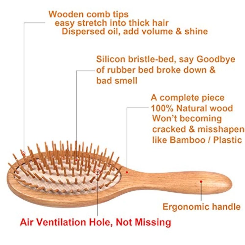 WeCoola Wooden Bristle Hair Brush - Stimulating Scalp Massage for Hair Growth, Ideal Gift for All Hair Types - Image 2