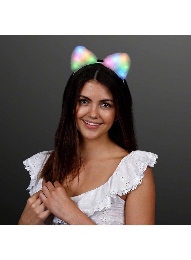FlashingBlinkyLights Soft Furry Light Up Cat Ears Kitty Headband with Multicolor LED Lights - Image 2