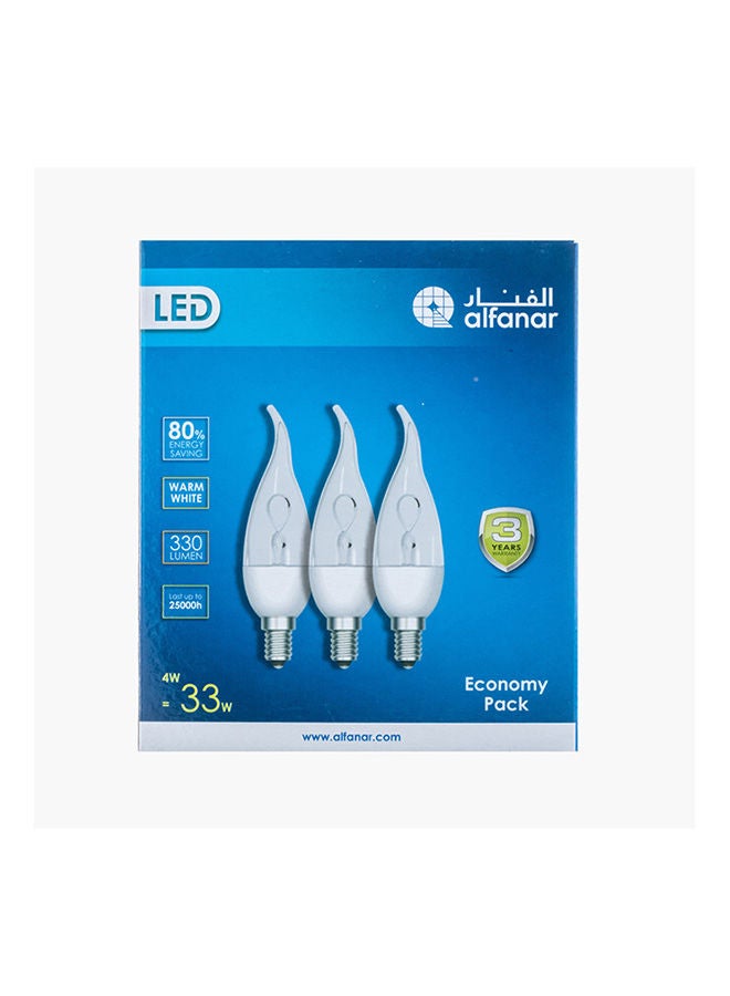 Home Box LED 3-Piece 4W Warm White Candle Bulb Set 4.5 x 15.5 x 13 cm