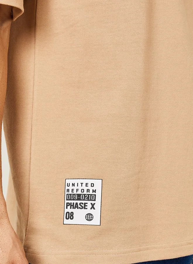 Styli Oversized Premium Terry T-Shirt with Woven Badge
