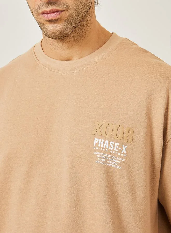 Styli Oversized Premium Terry T-Shirt with Woven Badge