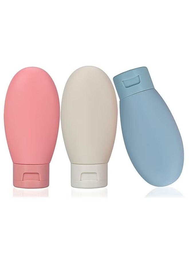 Bukela 3-Piece Travel Bottles Set, 60ML Travel Bottles Containers with Storage Bag, Small Mini Empty Plastic Squeeze Bottles for Travel Toiletries Shampoo and Conditioner - Image 1