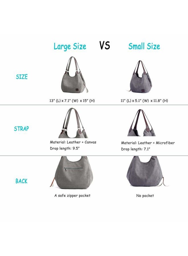 TIFALEX Women's Multi-pocket Shoulder Bag Fashion Cotton Canvas Handbag Tote Purse (Brown - large size) - Image 5