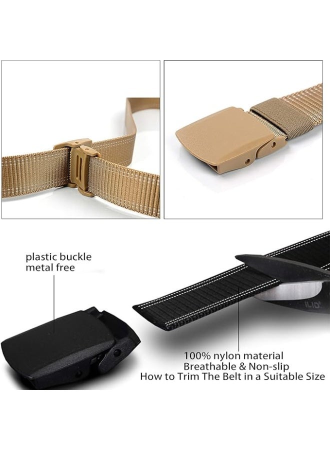 3-Pack Nylon Canvas Belt Plastic Buckle Belt Travel Adjustable Nylon Web Slide Belt - Image 3