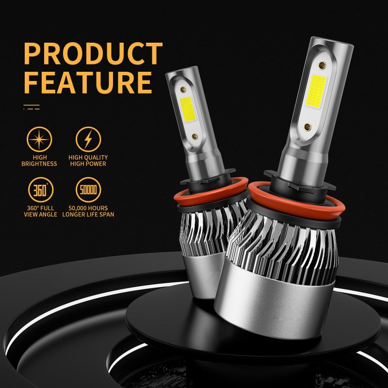 WISONDAP ð–§ðŸª ð–§ðŸ« ð–§ðŸ£ðŸ£ Bulb 6500K Cool White 60000LM 900% Brighter, 1:1 Beam Plug and Play IP68 Waterproof Off-Road Lights, Pack of 2 - Image 3