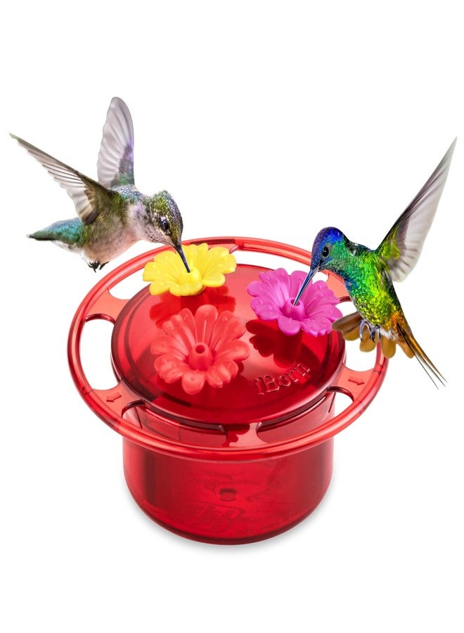 iBorn Handheld Hummingbird Feeders for Outdoors, Hummingbird Feeder 3OZ Mini Bird Feeders for Outdoors,3 Bee Guard Feeding Ports, Silicone Flower, Red (Set of 1) - Image 1