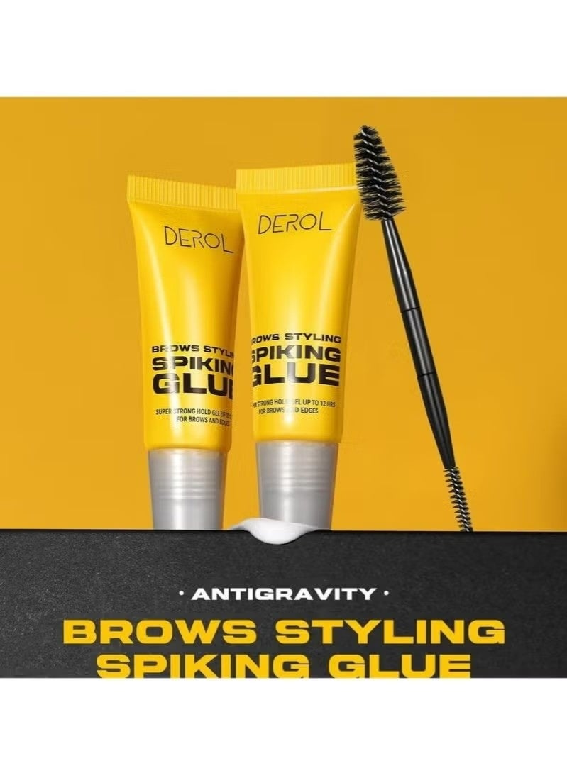 DEROL Eyebrow Fix Gel, Lightweight Brow Makeup Gel with Brush, 2 in1 Eyebrow & Hair Edges Setting Glue for Long-Lasting Hold, Waterproof, Smudge-Resistant, Quick-Dry Brow Styling Wax, Clear - Image 2