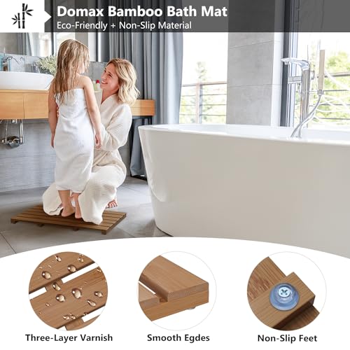 Domax Wooden Bamboo Bath Shower Mat- Non-Slip Waterproof Large Bathroom Floor Mat for Indoor Outdoor (Walnut, 21.26 x 14.17 x 1.3 Inches) - Image 5