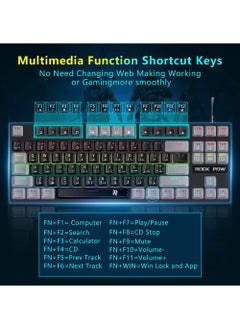 Rock Pow English Arabic Mechanical Gaming Keyboard with RGB LED Rainbow Backlit Quick Response USB Wired E-sport Waterproof 87 Keys Keyboard for Windows/MacOS/Android PC Gamers  - Image 4