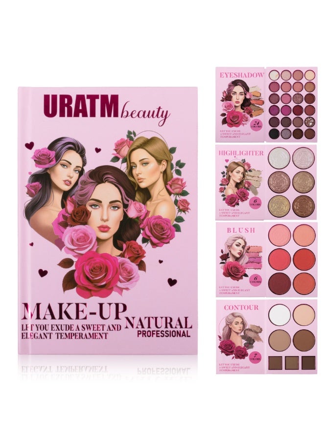 4-Layer Multi - Functional Beauty Book Kit- Style Makeup Palette Ingeniously Combines Eyeshadows, Blushes, Highlighters, Contour Powders In One,Best Choice for A Gift for Women (U103A) - Image 1